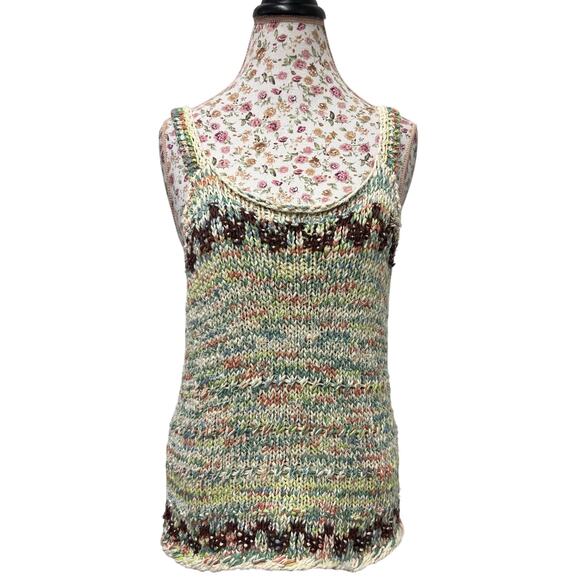 Another Love Tops - Another Love Knit Tank Top US XL Boho Festival Multicolor Chunky Y2K
